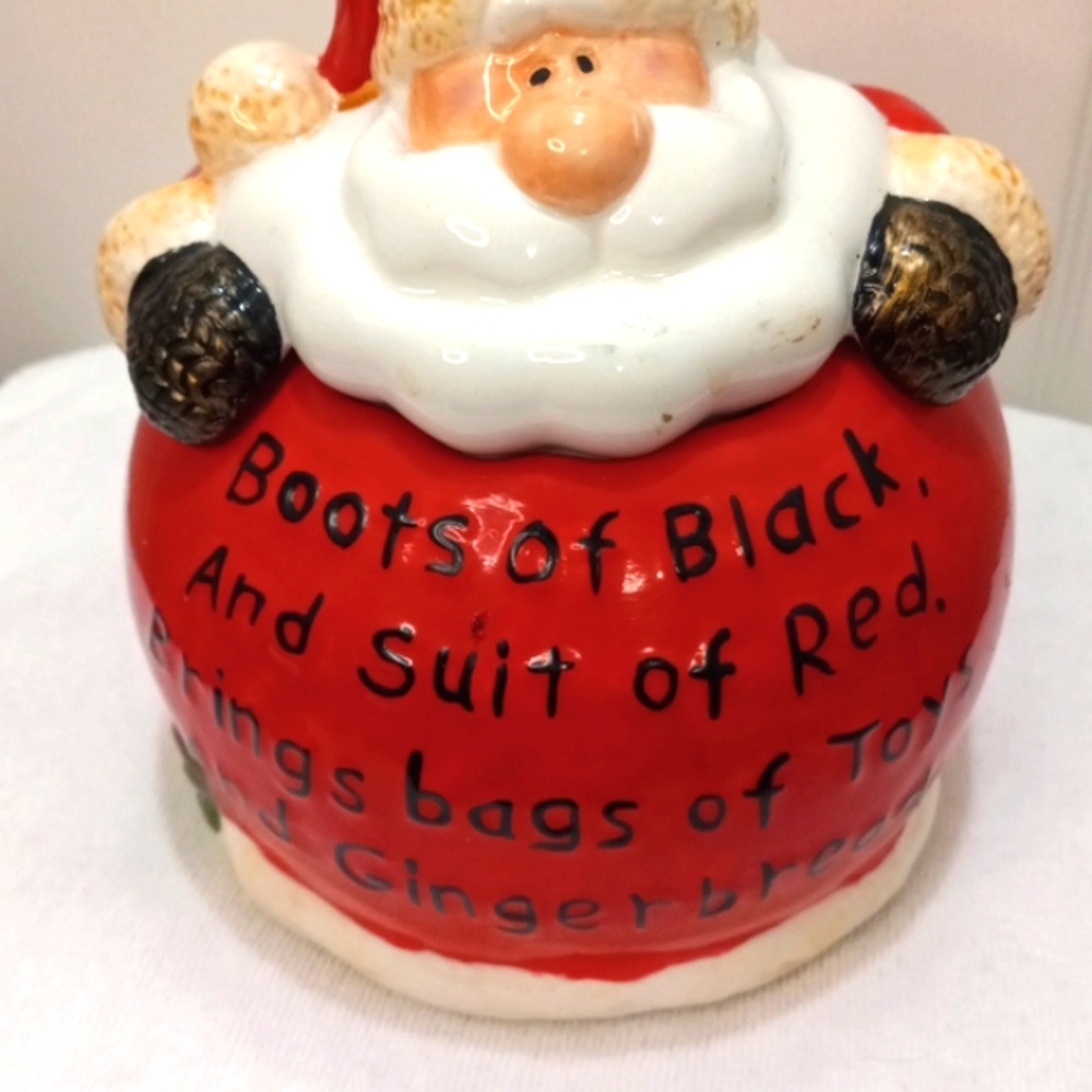 Ganz Santa Clause Cookie Jar W/St.Nicks Poem 7" X 7"